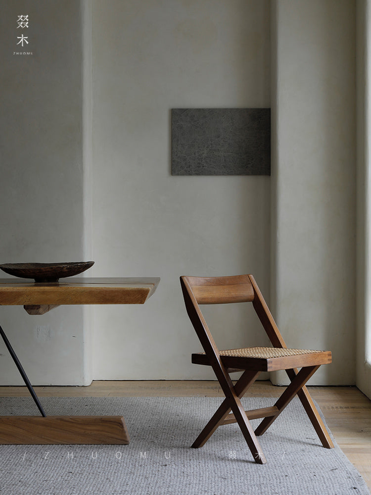 Chandigarh chair, rattan wood furniture, modernist wooden furniture, handwoven armchair, solid wood dining chair, minimalist home decor, mid-century design