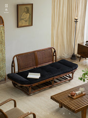 rattan loveseat, rattan sofa, rattan daybed, handwoven rattan furniture, natural rattan couch, double seat sofa, bohemian interior design, handcrafted lounge furniture