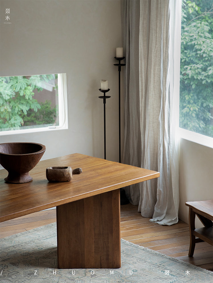 tada dining table, solid wood rectangular table, japanese minimalist furniture, wabi sabi table, handcrafted wood table, piexlculpt studio, zen furniture, wooden dining table, natural wood desk, modern wabi sabi decor