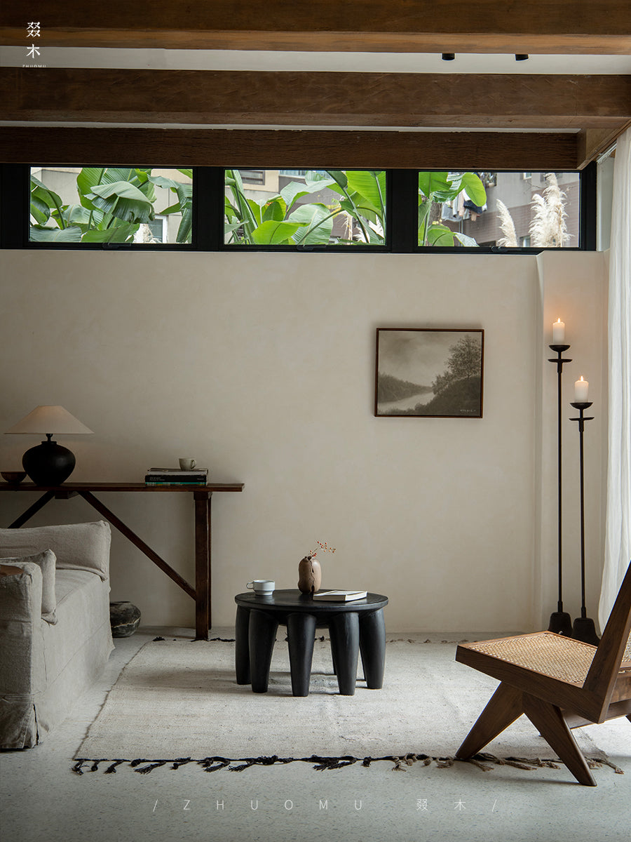 claw coffee table, solid wood coffee table, sculptural wood table, organic form table, handcrafted furniture, wabi sabi furniture, piexlculpt studio, round wooden table, low wood table, designer furniture