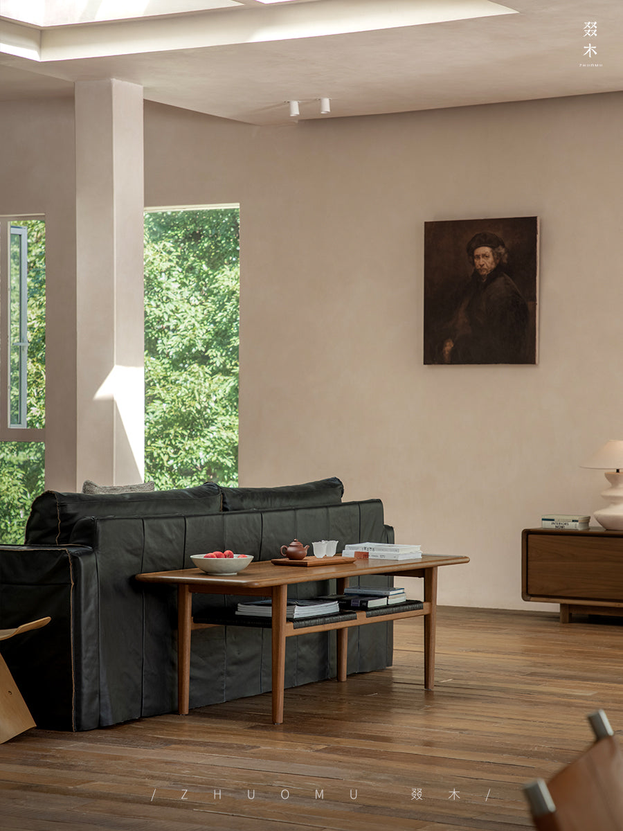 noa coffee table, rattan wood table, solid wood furniture, wabi sabi coffee table, japanese scandinavian furniture, handcrafted wooden table, piexlculpt studio, natural oak coffee table, zen interior decor