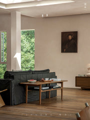 noa coffee table, rattan wood table, solid wood furniture, wabi sabi coffee table, japanese scandinavian furniture, handcrafted wooden table, piexlculpt studio, natural oak coffee table, zen interior decor