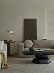 ryozen coffee table, solid wood tea table, zen furniture, wabi sabi coffee table, japanese minimalist furniture, handcrafted wooden table, piexlculpt studio, modern zen interior, natural oak table,