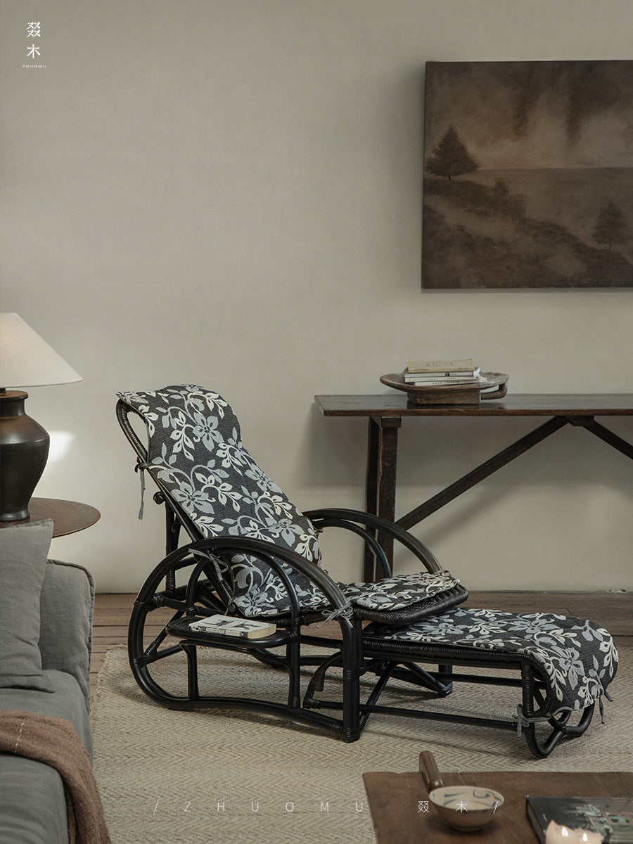 rattan recliner, rattan lounge chair, handwoven rattan furniture, vintage rattan chair, bamboo recliner, natural rattan seat, handcrafted rattan lounger, boho rattan furniture, southeast asian furniture