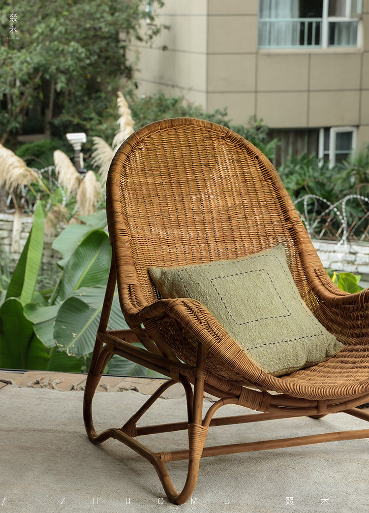 rattan lounge chair, rattan recliner, handwoven chair, natural rattan furniture, designer rattan chair, handmade lounge chair, bohemian home decor