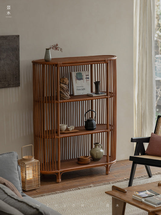 rattan furniture, handwoven rattan shelf, southeast asian furniture, wabi sabi rattan, cane bookshelf, tropical minimalist decor, handcrafted bamboo shelf, natural woven furniture, sustainable home decor, piexlculpt studio