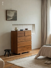 teak chest of drawers, solid wood dresser, handcrafted storage cabinet, minimalist wood furniture, artisan teak furniture, wabi-sabi furniture, handmade wooden dresser, natural teak cabinet, japanese scandi furniture