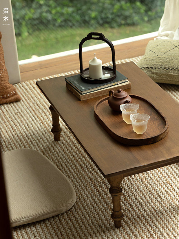 haru tea table, solid wood low table, japanese wabi sabi furniture, handcrafted tea table, minimalist wooden table, zen furniture, piexlculpt studio, meditation table, rustic teak low table, japanese style tea furniture