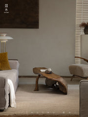 yugen coffee table, natural wood coffee table, live edge table, wabi sabi furniture, handcrafted organic wood furniture, piexlculpt studio, japanese minimalist decor, solid wood tea table, unique wood sculpture, zen living furniture