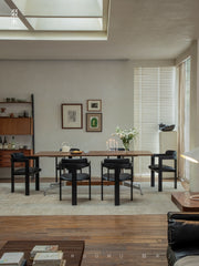 marais dining chair, boucle dining chair, french vintage furniture, mid century dining chair, solid wood chair, upholstered chair, wabi sabi furniture, piexlculpt studio, cozy minimalist furniture, modern farmhouse chair