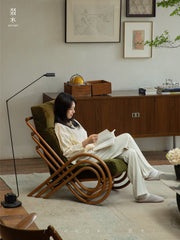 rattan lounge chair, rattan recliner, handwoven rattan chair, vintage rattan furniture, bamboo lounge chair, natural rattan seat, handmade rattan relax chair, boho rattan chair, southeast asian furniture, wabi-sabi decor