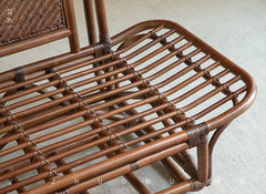 rattan loveseat, rattan sofa, rattan daybed, handwoven rattan furniture, natural rattan couch, double seat sofa, bohemian interior design, handcrafted lounge furniture