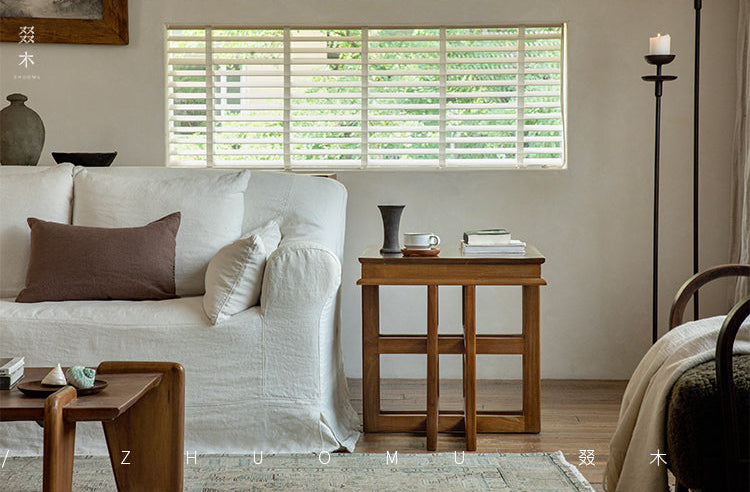 rin square table, solid teak table, wabi sabi furniture, japanese minimalist furniture, handcrafted wood accent table, piexlculpt studio, zen furniture, solid wood tea table, architectural side table, teak display table