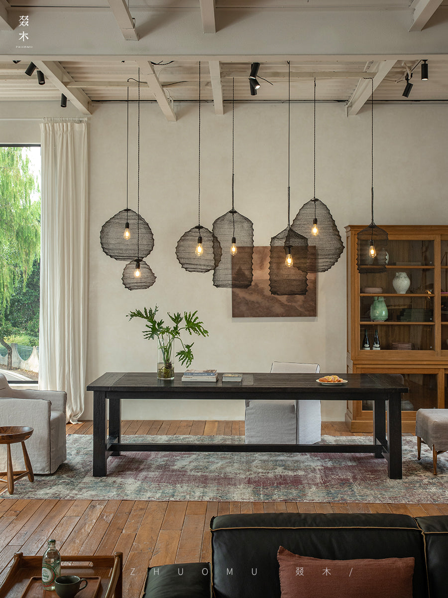 kaze dining table, solid teak table, large wood table, wabi sabi furniture, handcrafted wooden dining table, japanese minimalist table, piexlculpt studio, long teak table, zen furniture, natural wood conference table