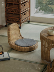 rattan tea set, rattan table and chairs, handwoven rattan furniture, round rattan table, bamboo tea table set, natural rattan decor, japanese tatami furniture, boho rattan furniture, artisan rattan set