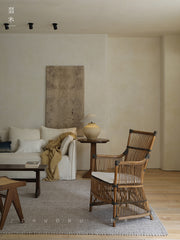 rattan lounge chair, rattan armchair, natural rattan chair, handwoven rattan furniture, tropical lounge chair, wabi-sabi furniture, bohemian furniture, relaxation chair, artisan rattan