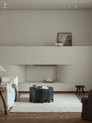 solid wood side table, handcrafted accent table, octagon round table, natural wood furniture, sculptural coffee table, wabi-sabi furniture, minimalist teak side table, artisan wooden table, japanese scandi furniture