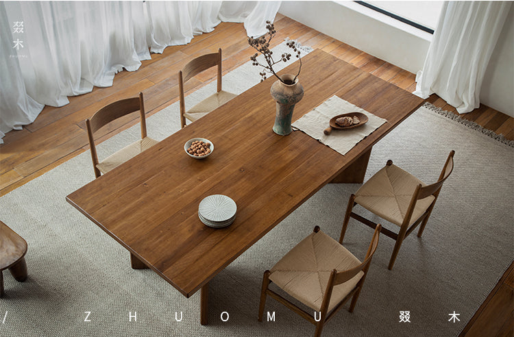 tada dining table, solid wood rectangular table, japanese minimalist furniture, wabi sabi table, handcrafted wood table, piexlculpt studio, zen furniture, wooden dining table, natural wood desk, modern wabi sabi decor