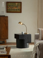 wood coffee table, solid wood center table, modular coffee table, geometric wooden table, sculptural wood furniture, handmade wood coffee table, modern solid wood furniture, rustic wooden decor, artisan wood table