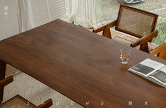 aru dining table, solid teak dining table, minimalist wood table, japanese wabi sabi furniture, handcrafted wooden table, piexlculpt studio, zen furniture, teak rectangular table, wooden work desk, modern wabi sabi decor