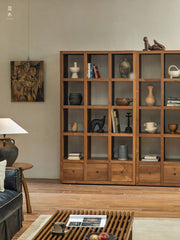 teak display cabinet, solid wood bookshelf, handcrafted teak furniture, natural wood display shelf, artisan wood cabinet, minimalist bookshelf, wabi-sabi furniture, boho wood decor, sustainable teak furniture