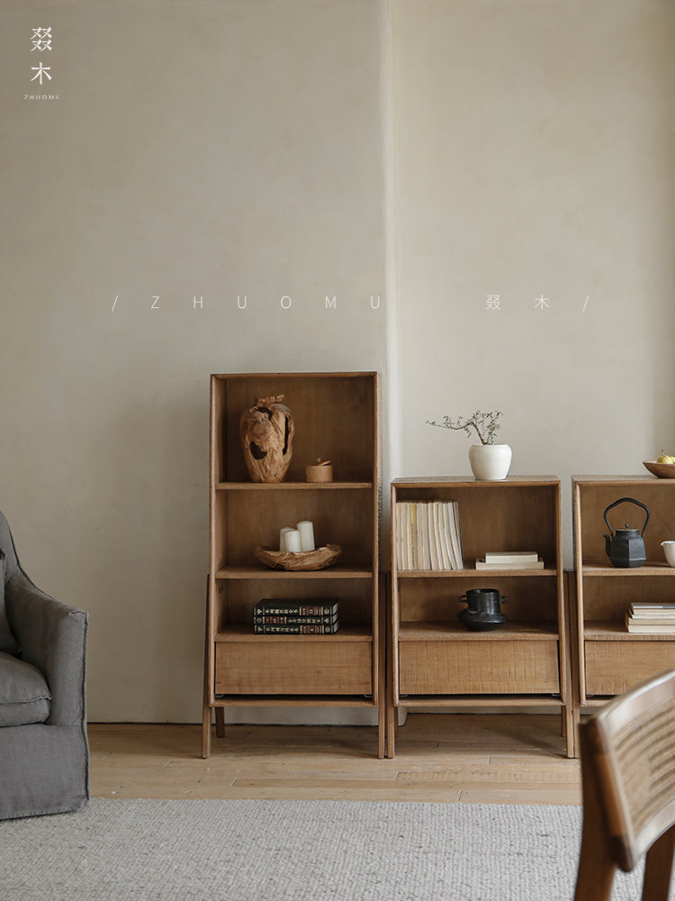 modular wood cabinet, japanese wabi sabi furniture, reclaimed wood shelf, solid wood storage cabinet, nordic minimalist furniture, handcrafted display shelf, sustainable wood furniture, slow living decor