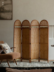 rattan folding screen, natural room divider, rattan privacy screen, handmade partition, woven home decor, rattan furniture, bohemian interior