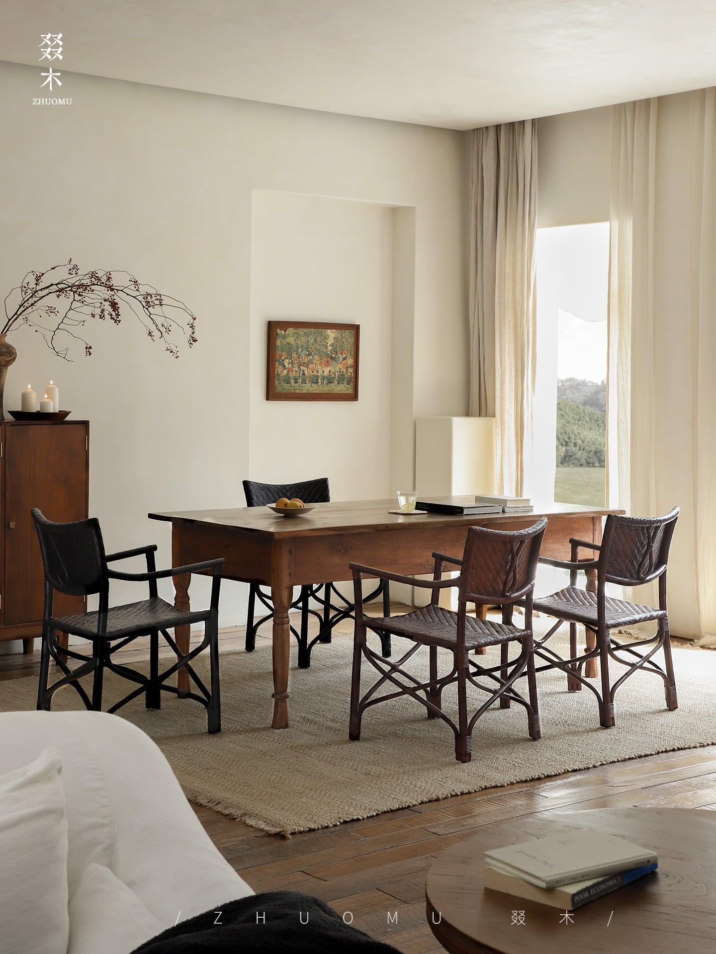 rattan dining chair, rattan armchair, black rattan chair, handwoven rattan furniture, bamboo dining chair, natural rattan seating, handcrafted rattan chair, southeast asian rattan furniture, minimalist dining chair