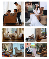 rattan lounge chair, rattan armchair, handwoven rattan furniture, natural rattan chair, relaxing chair, bohemian interior design, handcrafted rattan seating