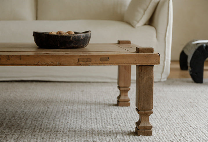 sora coffee table, reclaimed wood furniture, square coffee table, wabi sabi wood table, japanese minimalist decor, rustic low table, handcrafted wooden table, piexlculpt studio, zen furniture, natural oak finish