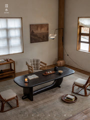 koi table, sculptural wood table, solid wood tea table, organic furniture, handcrafted furniture, piexlculpt studio, wabi sabi furniture, japanese design table, long wooden desk, art furniture