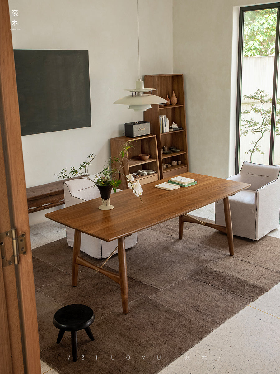 asa dining table, solid teak table, wabi sabi furniture, japanese minimalist dining table, handcrafted wood table, scandinavian furniture, piexlculpt studio, modern teak table, zen interior furniture, long wood dining table