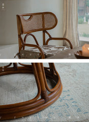 rattan swivel chair, handwoven rattan armchair, rotating rattan chair, vintage rattan seat, bamboo swivel chair, natural rattan furniture, handcrafted rattan lounge chair, tea room chair, dining rattan chair