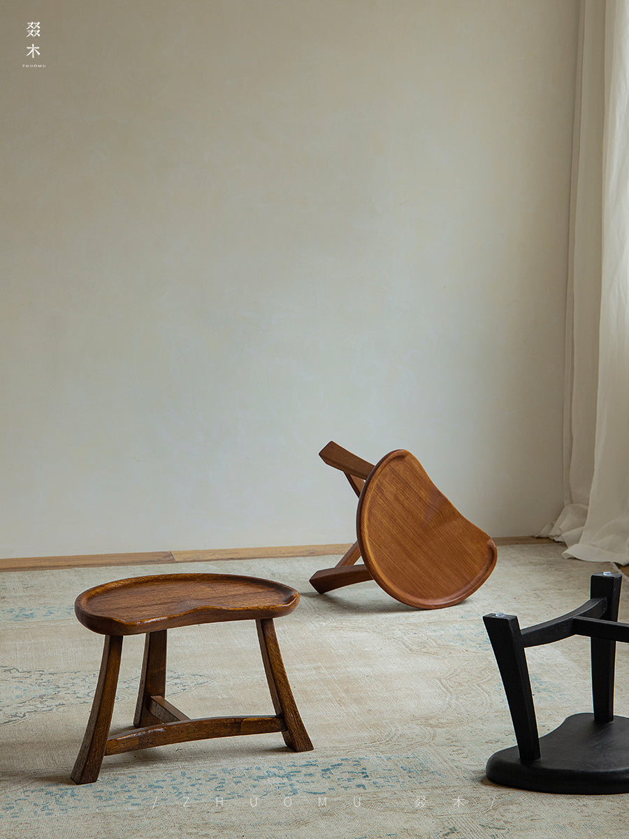 tamu stool, handcarved wooden stool, wabi sabi furniture, minimalist stool, japanese furniture, sculptural wood stool, handmade wooden furniture, accent stool, piexlculpt studio, modern rustic decor