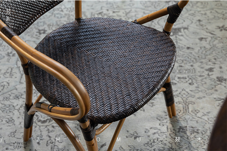 rattan armchair, banana fiber chair, rattan dining chair, handwoven rattan furniture, french café chair, natural rattan seat, bohemian dining furniture, tropical rattan armchair