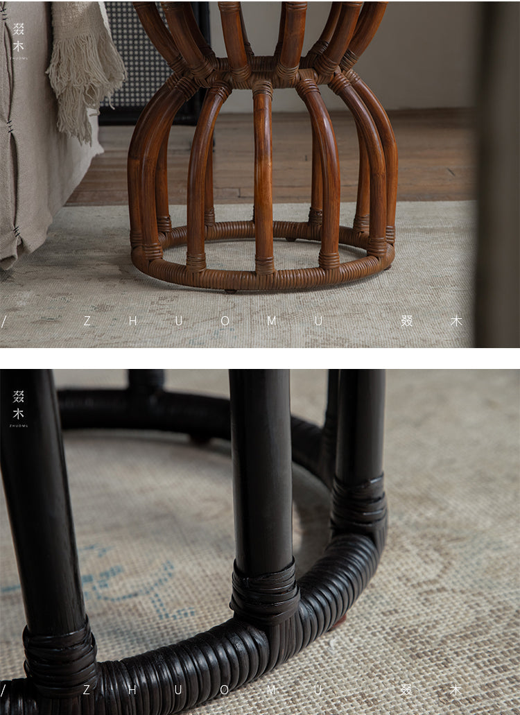 rattan side table, rattan accent table, rattan end table, handwoven rattan furniture, tropical style table, bohemian furniture, small rattan table, wicker round table