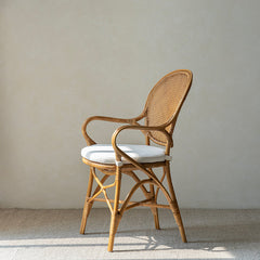 rattan armchair, banana fiber chair, rattan dining chair, handwoven rattan furniture, french café chair, natural rattan seat, bohemian dining furniture, tropical rattan armchair