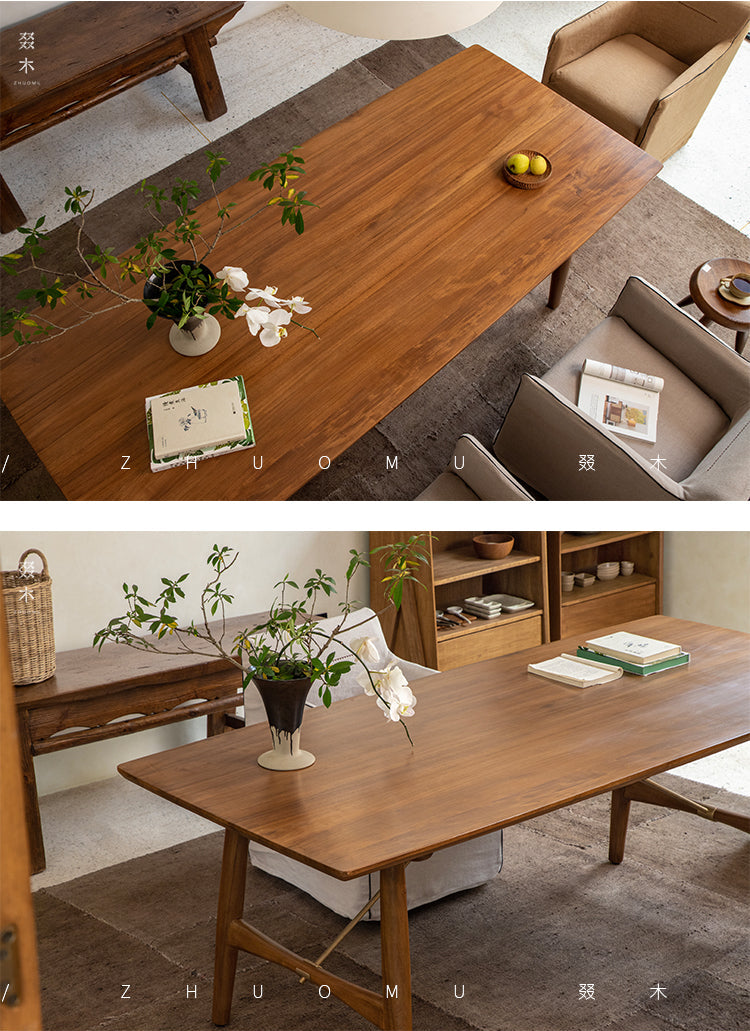 asa dining table, solid teak table, wabi sabi furniture, japanese minimalist dining table, handcrafted wood table, scandinavian furniture, piexlculpt studio, modern teak table, zen interior furniture, long wood dining table