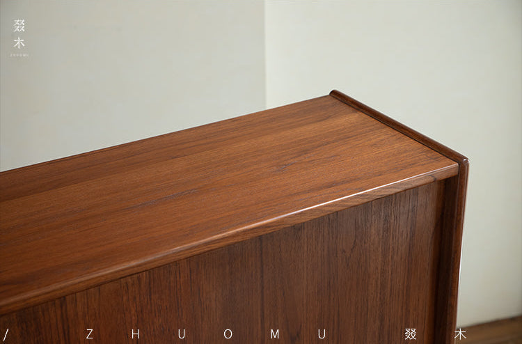 mid century teak sideboard, tambour door cabinet, teak credenza, handcrafted teak furniture, danish modern sideboard, mcm furniture, vintage teak cabinet, solid wood buffet, minimalist teak console