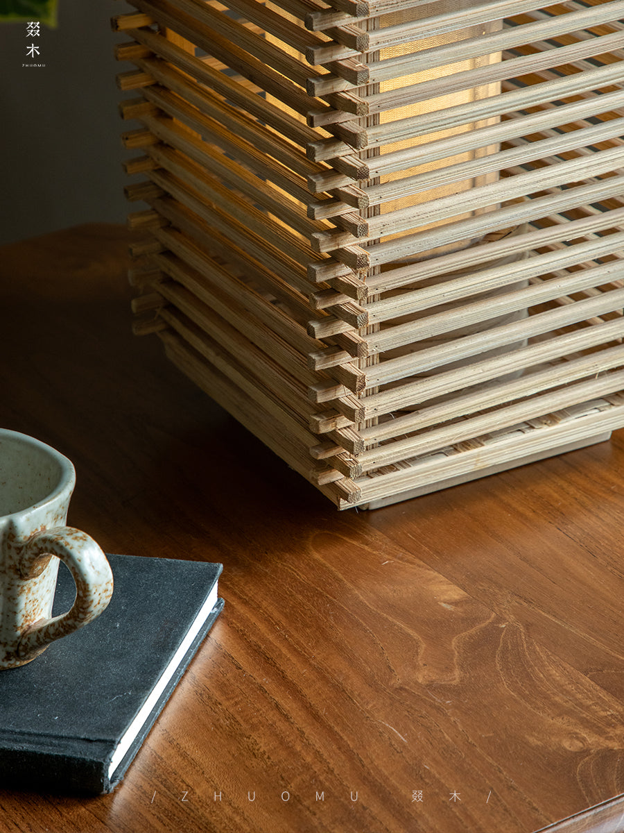 rattan lantern, wooden base lamp, handcrafted rattan light, wabi-sabi decor, natural rattan lighting, ambient table lamp, handmade home decor, rustic lantern, boho room lighting,