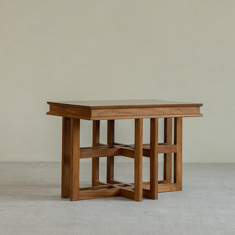rin square table, solid teak table, wabi sabi furniture, japanese minimalist furniture, handcrafted wood accent table, piexlculpt studio, zen furniture, solid wood tea table, architectural side table, teak display table
