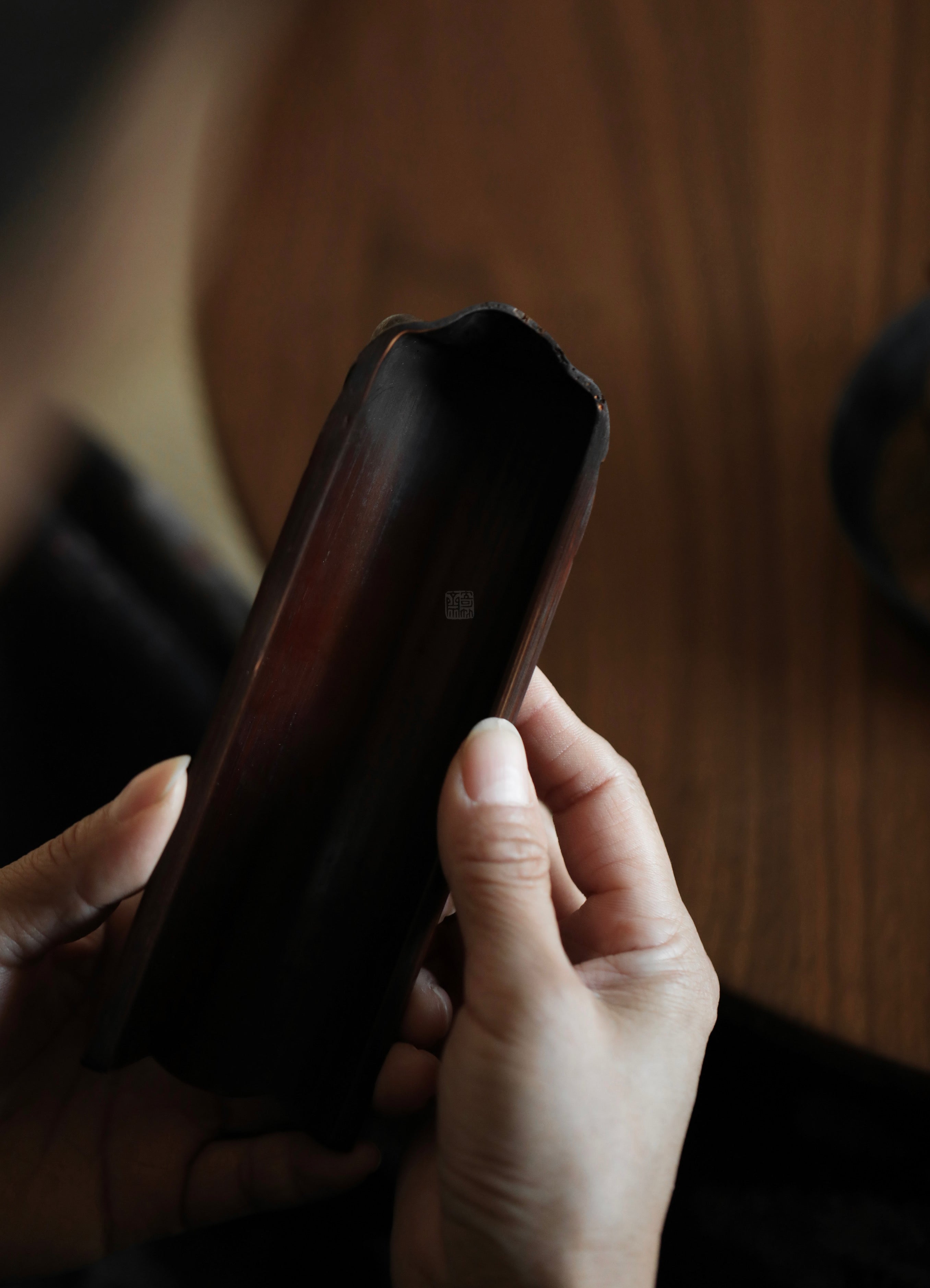 bamboo tea scoop, calligraphy tea scoop, engraved tea utensil, wooden tea accessory, handmade tea tools, gongfu tea ceremony, bamboo leaf holder, artisan tea ware, Piexlculpt Studio, wood engraving art