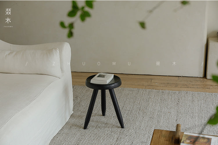 koto stool, round wood stool, japanese minimalist furniture, wabi sabi furniture, solid wood stool, handmade wooden furniture, accent stool, piexlculpt studio, modern wood decor, small wooden stool