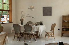 rattan bistro chair, banana fiber chair, rattan dining chair, french café chair, handwoven rattan furniture, natural rattan seat, bohemian dining furniture, wicker dining chair