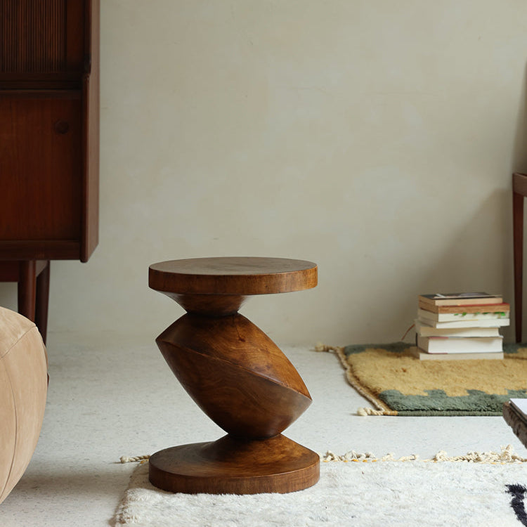 spira side table, sculptural wood table, solid wood end table, organic furniture, handcrafted furniture, piexlculpt studio, wabi sabi furniture, wooden accent table, natural wood sculpture table, designer side table