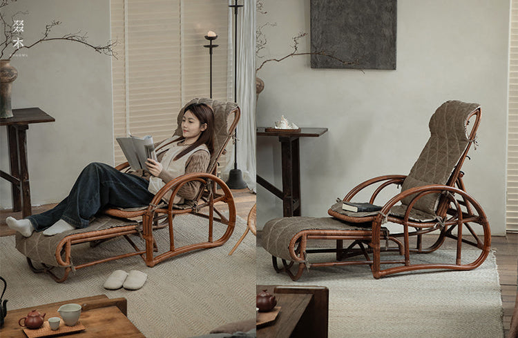 rattan recliner, rattan lounge chair, handwoven rattan furniture, vintage rattan chair, bamboo recliner, natural rattan seat, handcrafted rattan lounger, boho rattan furniture, southeast asian furniture