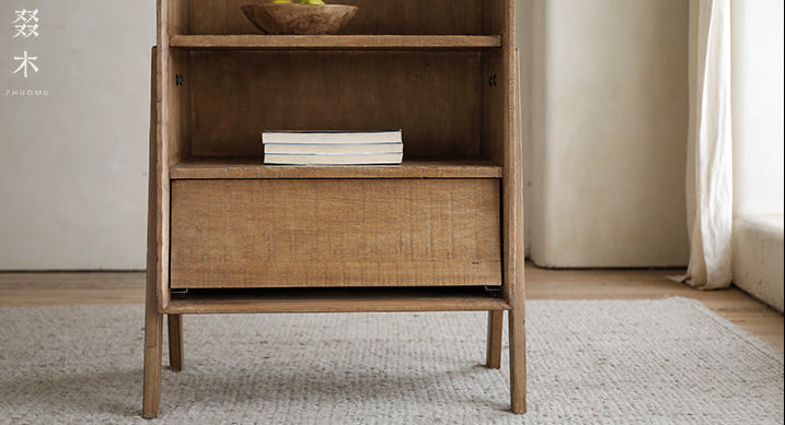 modular wood cabinet, japanese wabi sabi furniture, reclaimed wood shelf, solid wood storage cabinet, nordic minimalist furniture, handcrafted display shelf, sustainable wood furniture, slow living decor