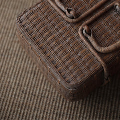 bamboo tea chest, portable tea box, outdoor tea storage, handwoven bamboo case, tea accessory organizer, bamboo picnic chest, oriental tea set box, handcrafted bamboo chest, Piexlculpt tea storage