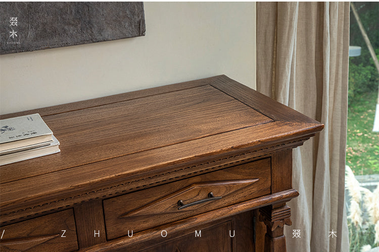 vintage teak cabinet, handcrafted solid wood console, antique style furniture, teak storage cabinet, artisan wood furniture, colonial style sideboard, wabi-sabi furniture, boho teak console, handmade teak cabinet
