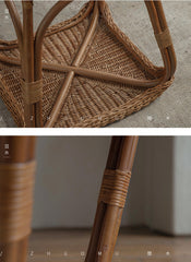 rattan side table, rattan end table, handwoven rattan stool, natural rattan furniture, minimalist rattan table, bamboo accent table, handmade rattan decor, boho rattan furniture, japanese wabi-sabi decor, artisan rattan stool